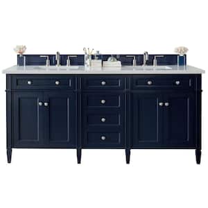 Brittany 72.0 in. W x 23.5 in. D x 34 in. H Bathroom Vanity in Victory Blue with White Zeus Quartz Top