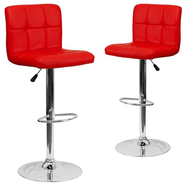 2 red bar stools