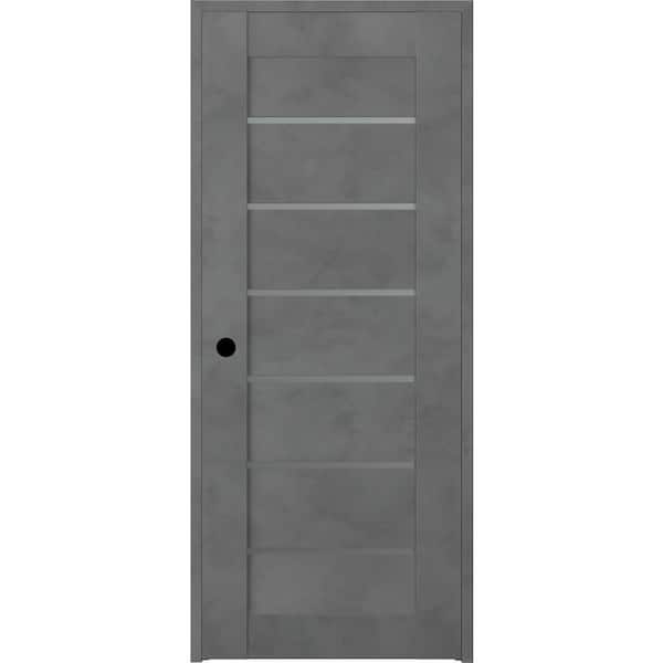 Belldinni 24 in. x 80 in. Vona 07-02 Dark Urban Right-Hand Solid Core 6-Lite Frosted Glass Wood Single Prehung Interior Door