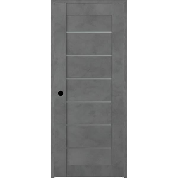 Belldinni 32 in. x 80 in. Vona 07-02 Dark Urban Right-Hand Solid Core 6-Lite Frosted Glass Wood Single Prehung Interior Door