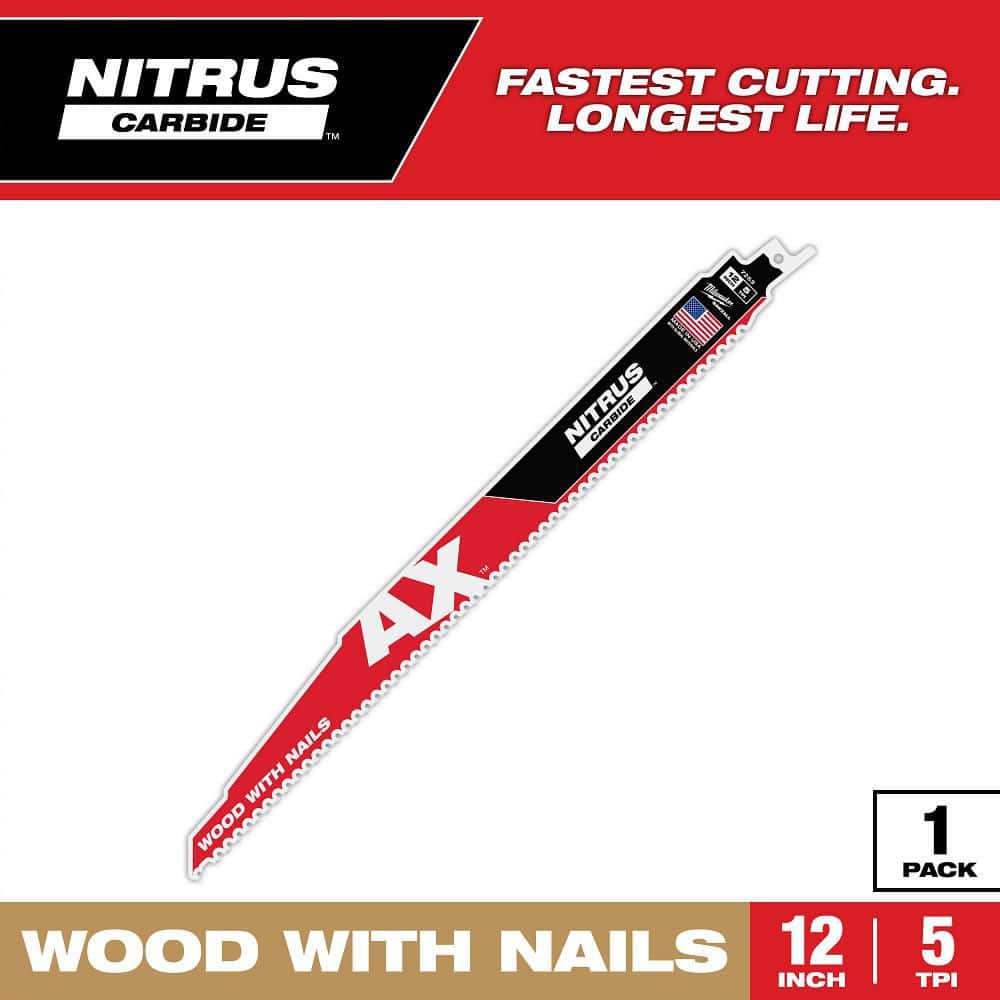12 in. 5 TPI NITRUS AX Carbide Teeth Demolition Nail-Embedded Wood Cutting SAWZALL Reciprocating Saw Blade 1 Pack price history on PriceWatchPro