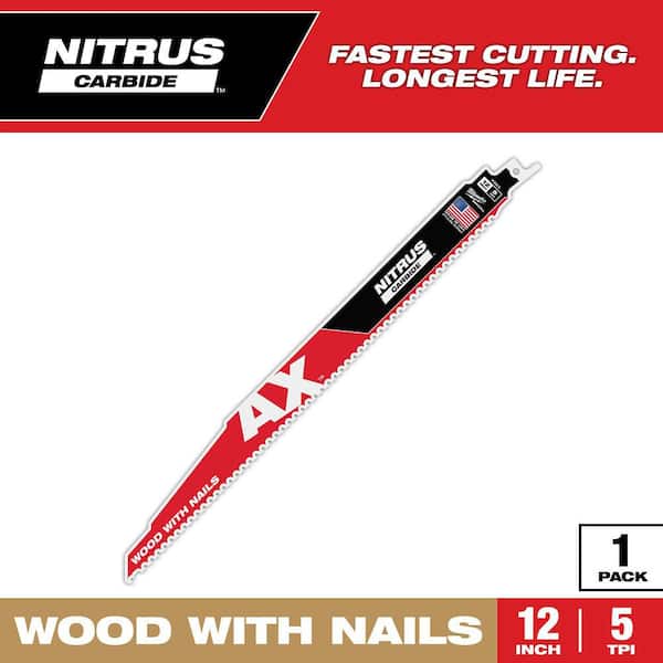 12 in. 5 TPI NITRUS AX Carbide Teeth Demolition Nail-Embedded Wood Cutting SAWZALL Reciprocating Saw Blade 1 Pack
