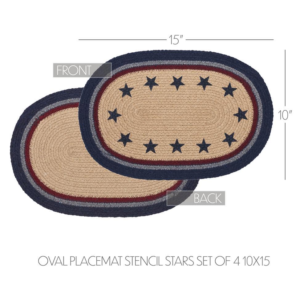 Navy and Beige Braided Cotton Oval Placemats Set of 4