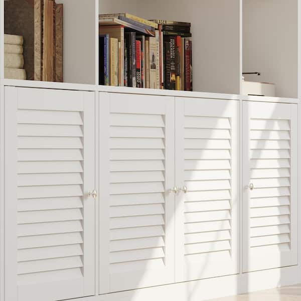 FUFU&GAGA 78.7 in. Tall Bookcase, White Wood Material 22-Tier