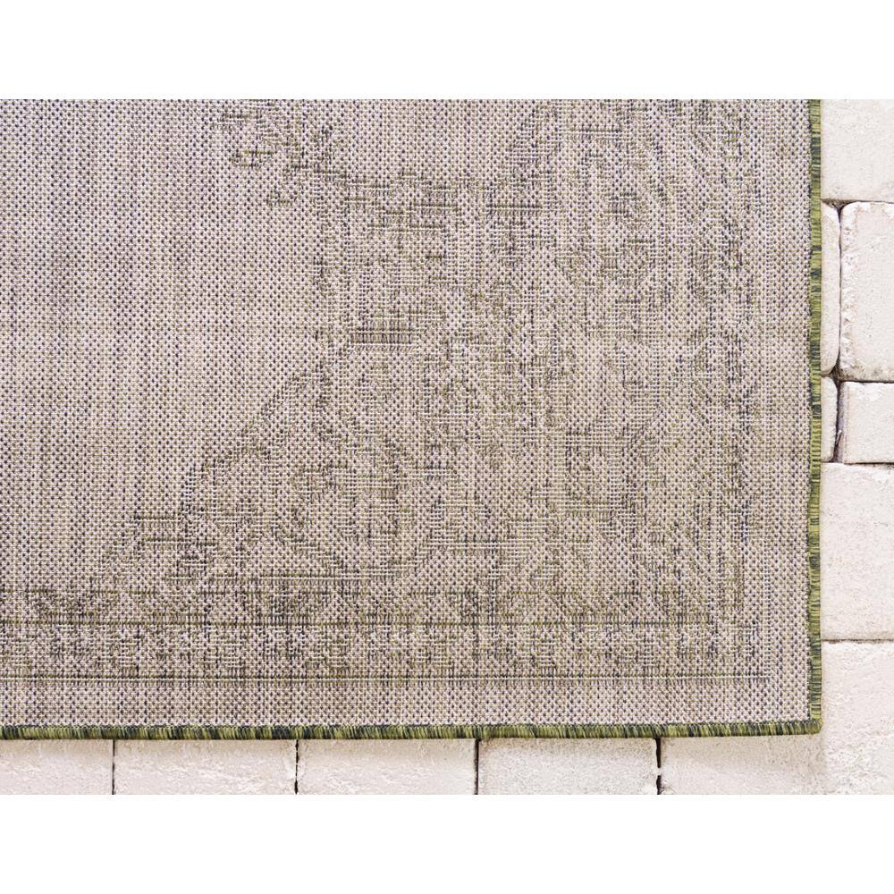 Green and Gray Synthetic Flat Woven Outdoor Runner Rug