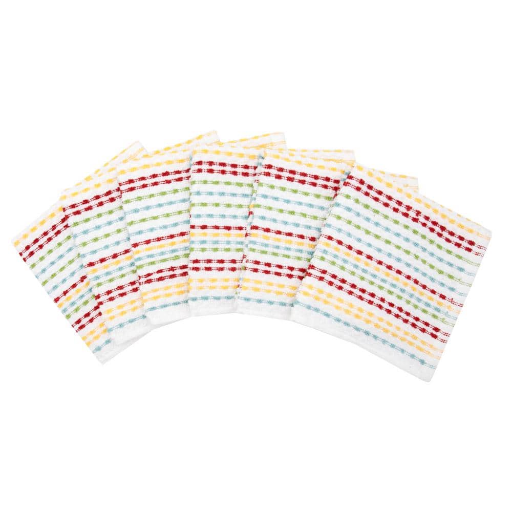 Multicolor Cotton Terry Dish Cloth Set, 12" x 12", 6 Pieces