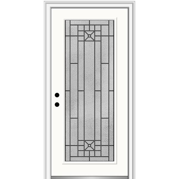 MMI Door 32 in. x 80 in. Courtyard Right-Hand Full-Lite Decorative Painted Fiberglass Smooth Prehung Front Door, 4-9/16 in. Frame
