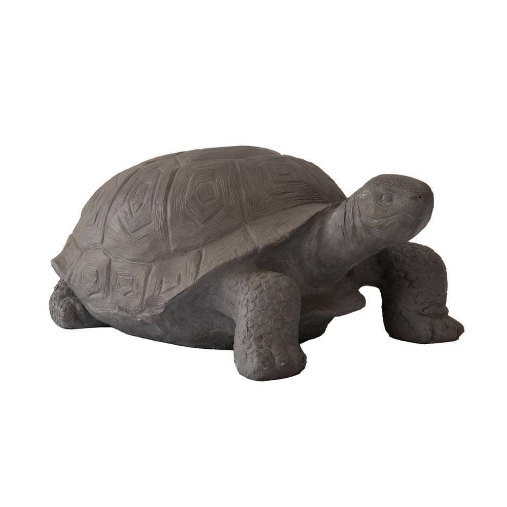 XBRAND 30.3 in. L Light Grey Polystone Turtle Statue, Indoor Outdoor ...