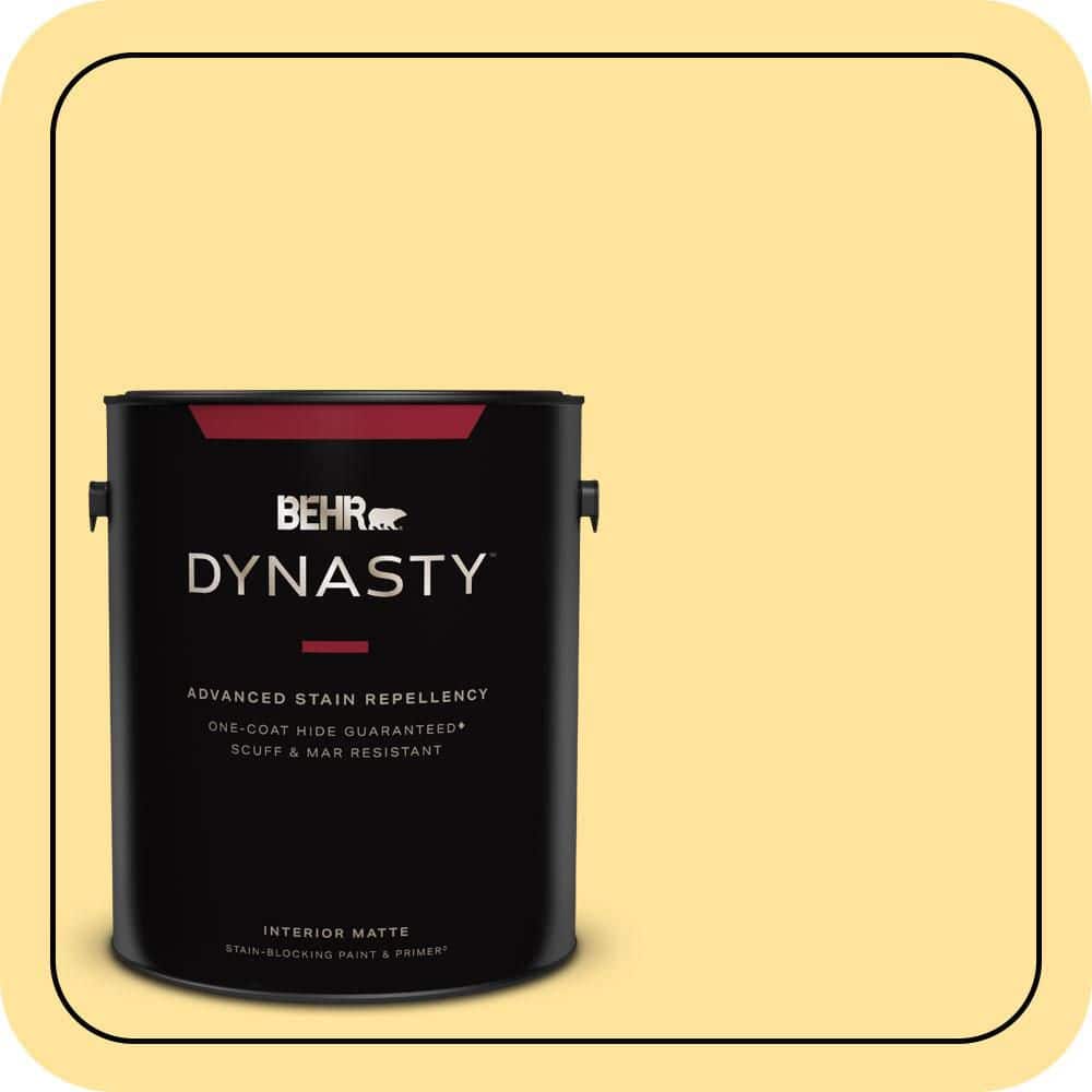 1 gal. #340B-4 Lemon Drops Matte Interior Stain-Blocking Paint & Primer