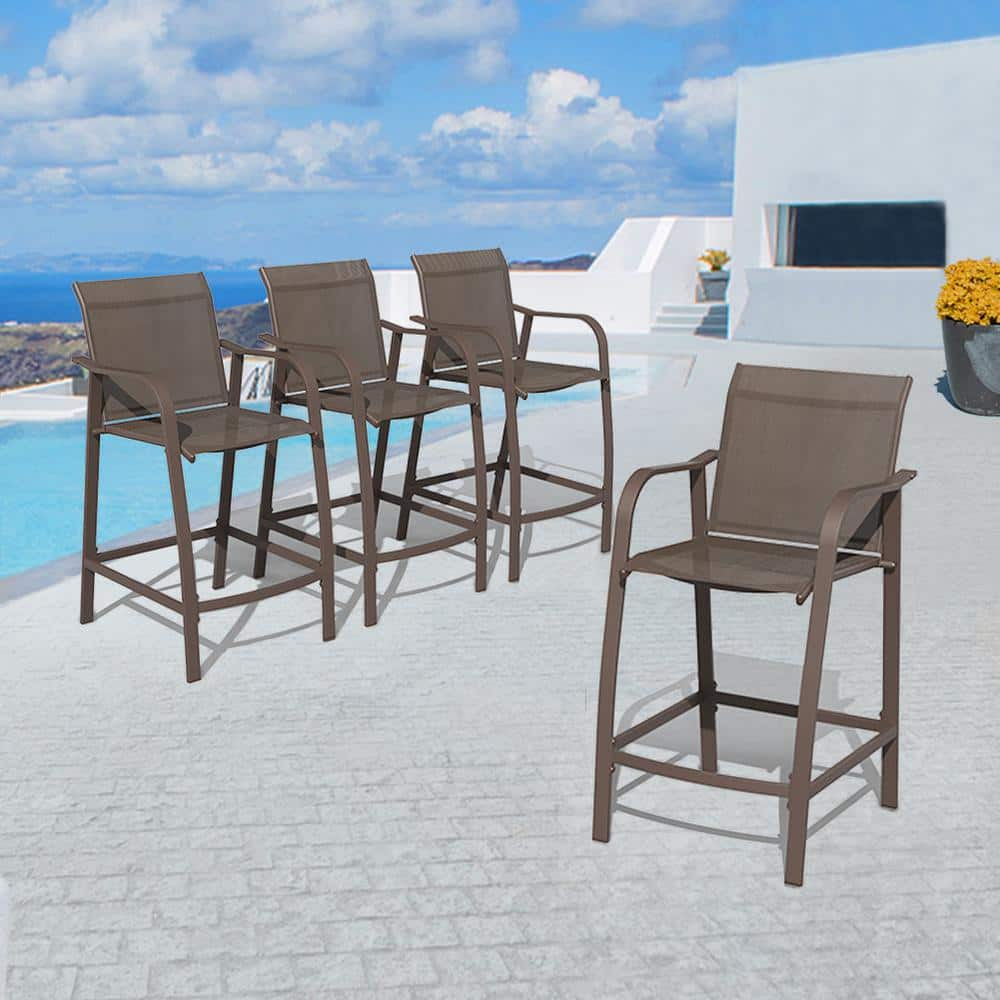 Crestlive Products Aluminum Outdoor Bar Stool 4 Pack ST001BRN