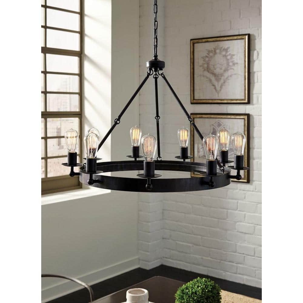 Ravenwood Manor 9-Light Chandelier in Stardust Black Finish