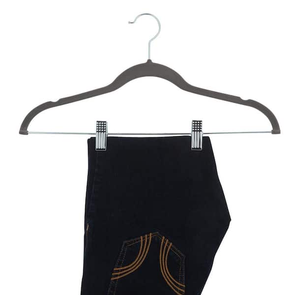 Laura Ashley 12 Pack Velvet Hangers with Clips in Black LA-93315-BLACK -  The Home Depot