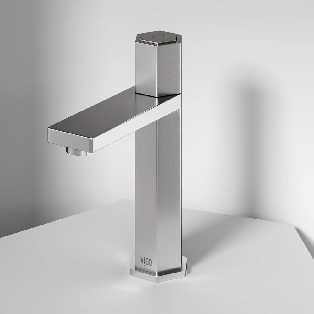 Nova Hexagonal Brushed Nickel Single-Hole Bathroom Faucet