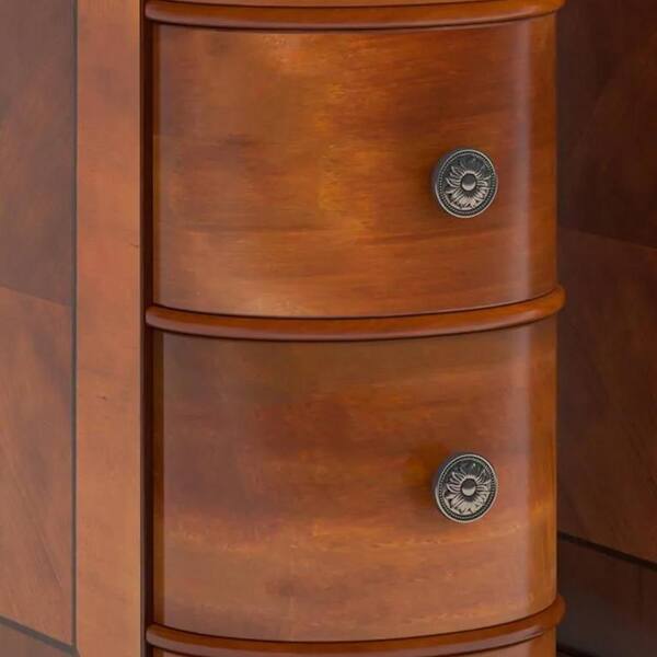 Benjara Arc 10.8 in. Walnut Brown and Silver Oval Wooden End