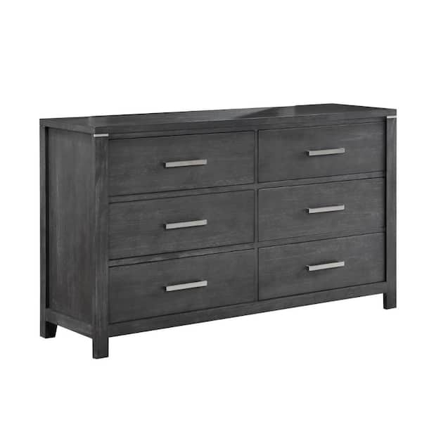 Benjara Gray And Chrome 6-Drawer 62 In. W Dresser Without Mirror ...