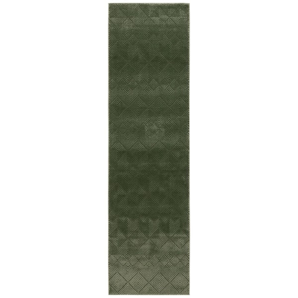 Revive 2 ft. x 10 ft. Green Diamond Runner Rug