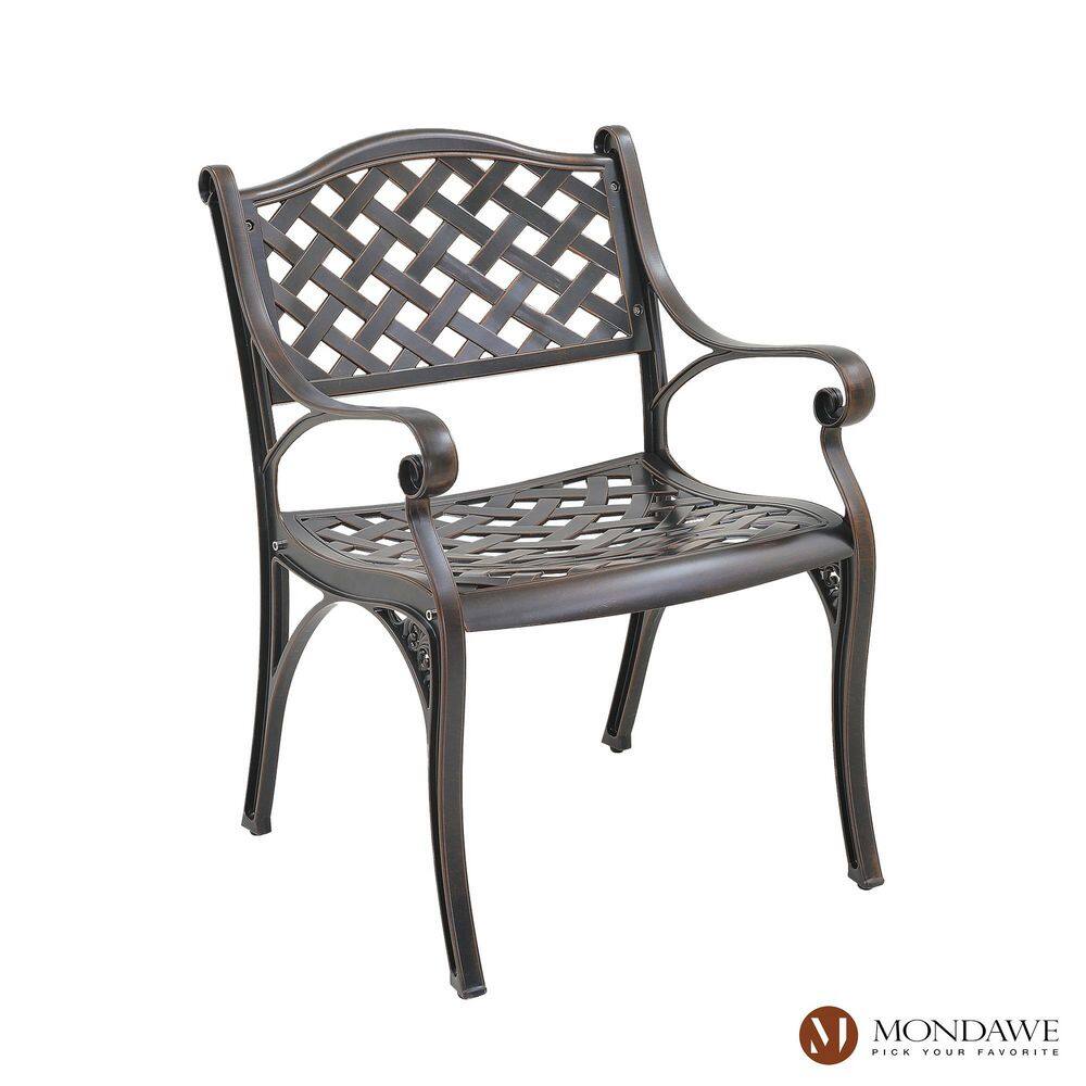 Antique Bronze Cast Aluminum Outdoor Patio Ergonomic Dining Chair Set of 2 price history on PriceWatchPro