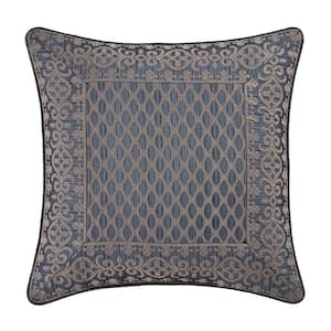 Leah Blue Polyester 18 in. Square Decorative Throw Pillow