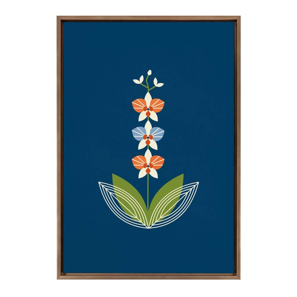 Gold Framed Mid-Century Modern Orchid Canvas Art, 23x33