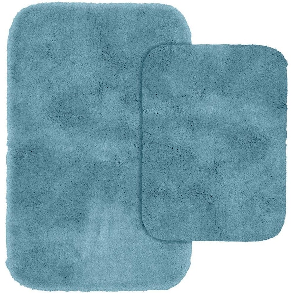 Garland Rug Finest Luxury Basin Blue 21 in. x 34 in. Washable Bathroom 2-Piece Rug Set