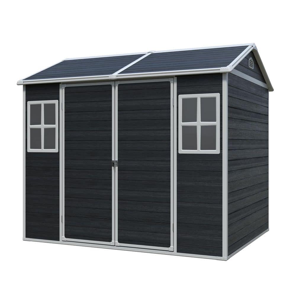 8 ft. W x 6 ft. D Outdoor Resin Storage Shed with Two-Window and Floor, Black (48 sq. ft.) price history on PriceWatchPro
