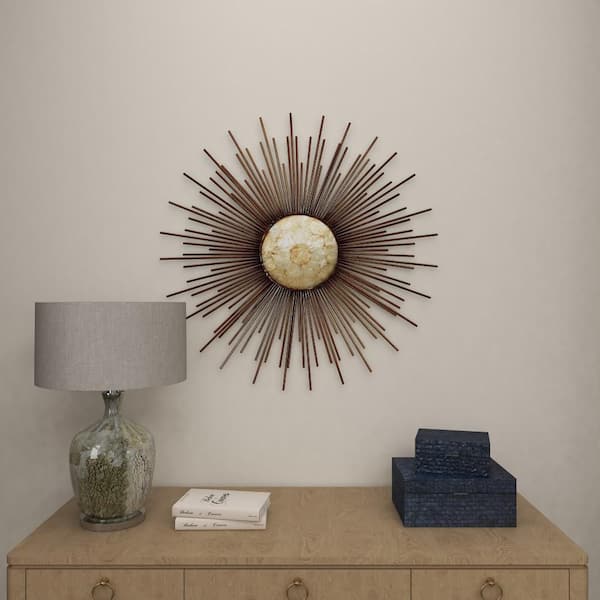 Multi Colored hotsell Metal Sunburst Wall Decor with Marble Inspired Accents