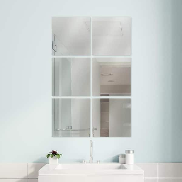 Glacier Bay 12 In X 12 In Plain Edge Mirror Tiles 6 Pack The Home Depot