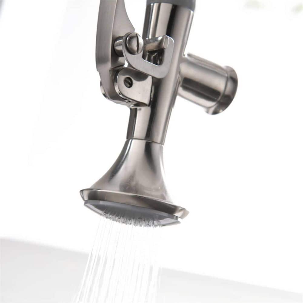 Brushed Nickel High-Arc Kitchen Faucet with Pull-out Spray