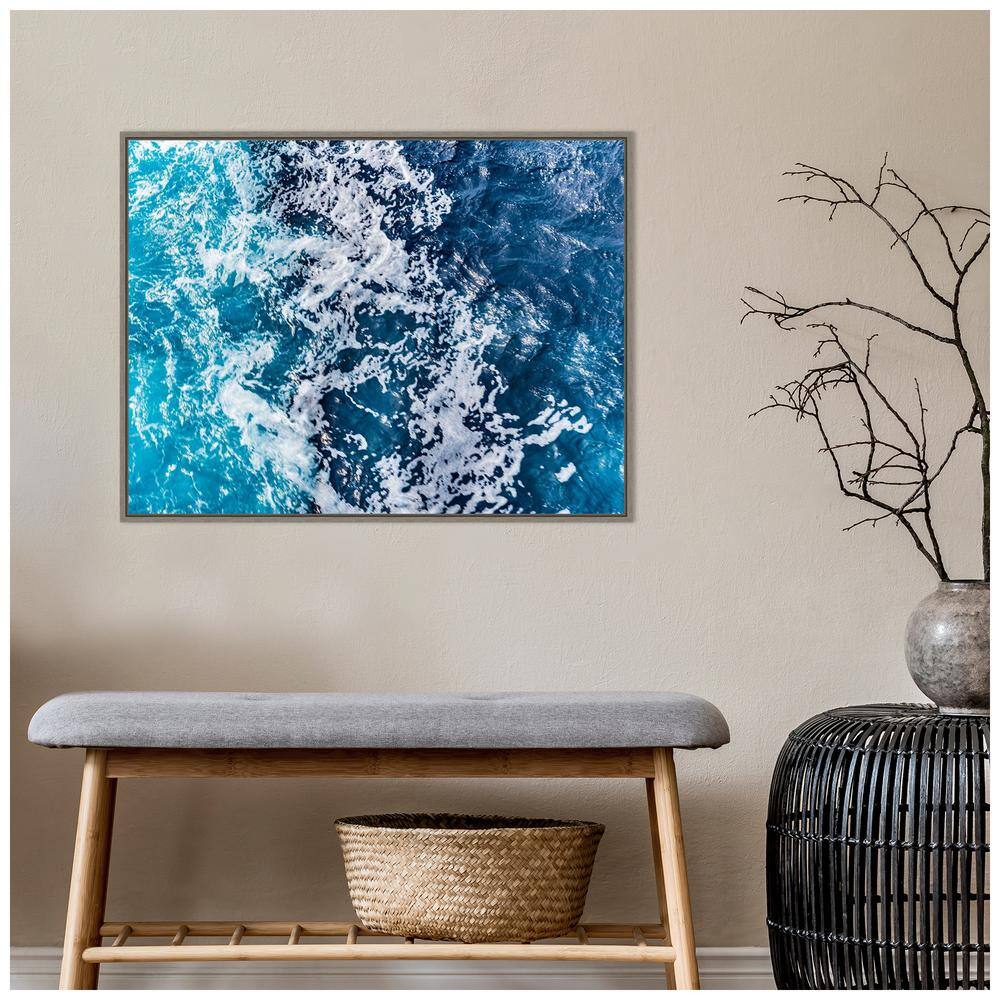 Turbulent Tasman Sea V Abstract Canvas Print with Greywash Frame
