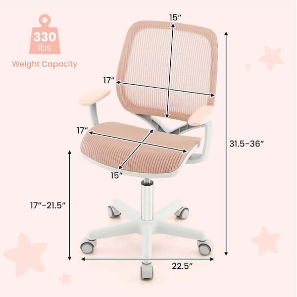 Pink Kids Desk Armchair Swivel Mesh Children Computer Chair with Adjustable  Height