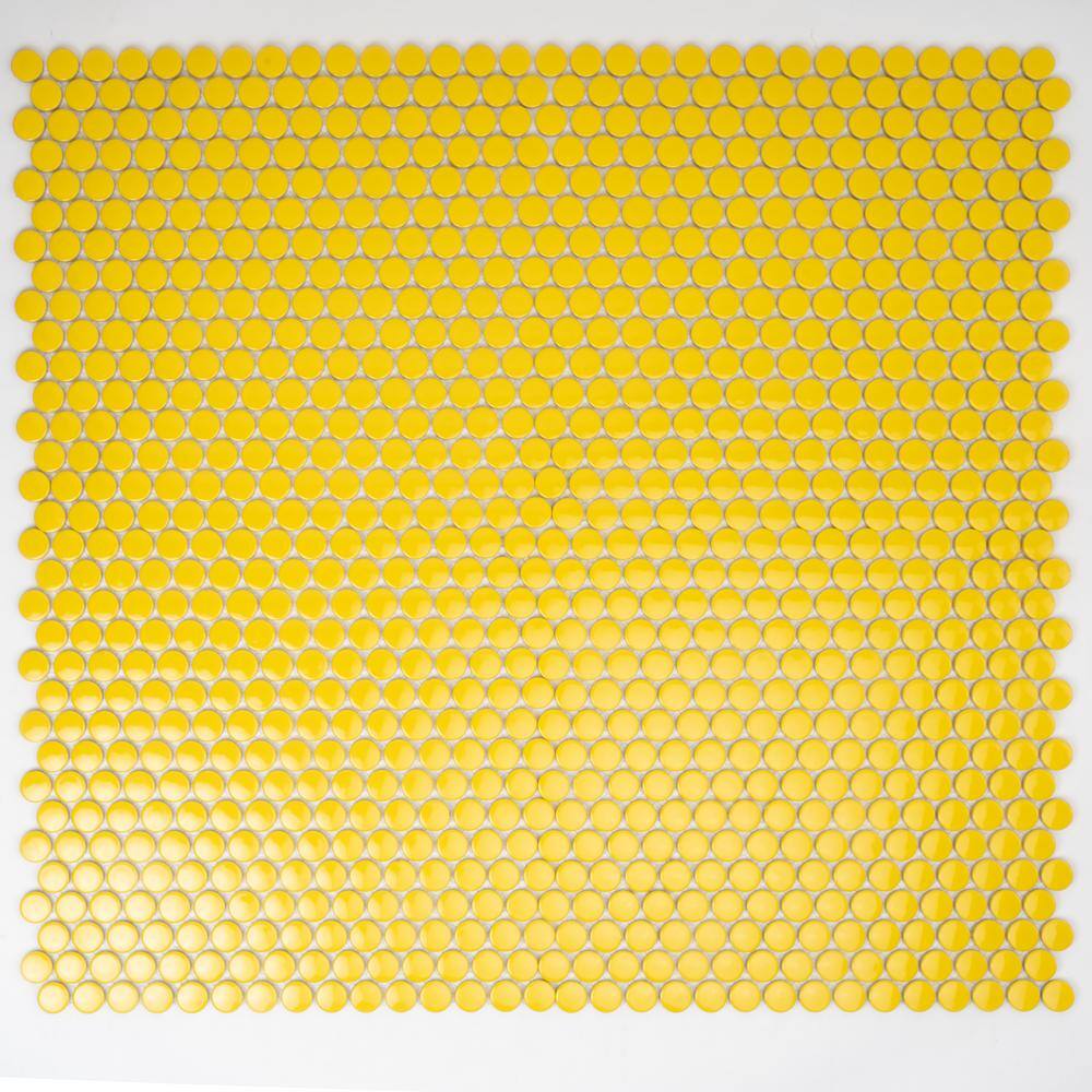 Cirkel 11.46'' Yellow Glossy Porcelain Mosaic Tile Sheet