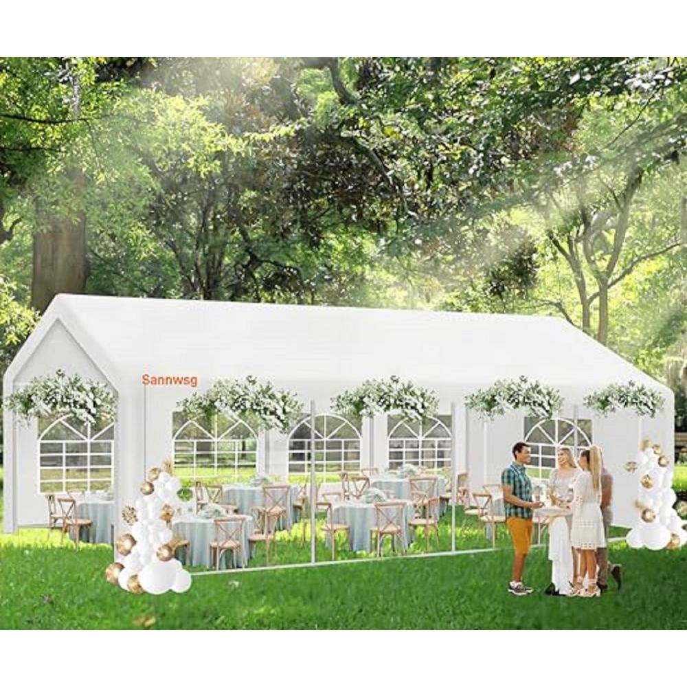 10x20FT White Steel Frame Patio Party Tent with Removable Sidewalls