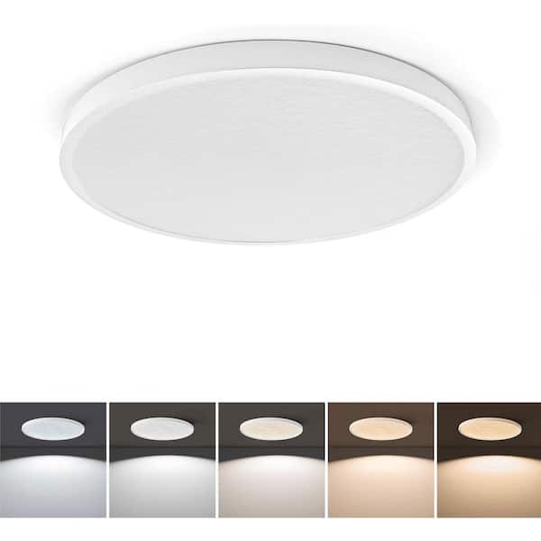 15 in. White LED Flush Mount with Crackle Lens Design Adjustable CCT