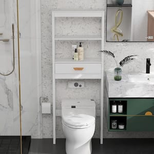 23.62 in. W x 64.96 in. H x 7.87 in. D White Over The Toilet Storage with 2 Shelves