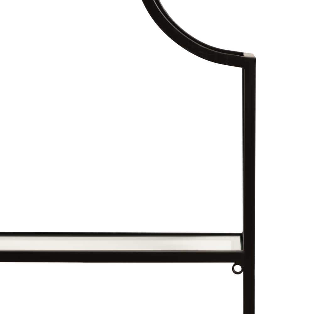 Scalloped Black Metal and Glass 20x30 Floating Wall Shelf