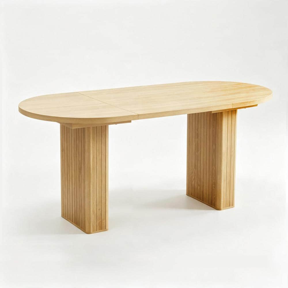 Natural Oval Wood 70.86 in. Pedestal Dining Table Seats 4-6