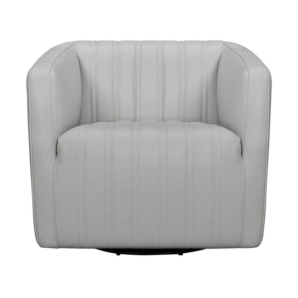 Armen Living Aries Dove Gray Leather Swivel Barrel Chair LCARCHDV - The  Home Depot