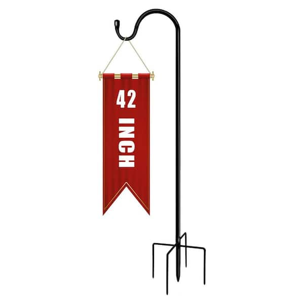 Oyezvary 42 in. Metal Garden Shepherds Hook 5 Prongs Base Adjustable for Hanging Bird Feeder Plant Pot Solar Lantern 1 Pack
