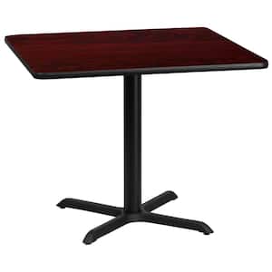 36 in. Square Mahogany Laminate Table Top with 30 in. x 30 in. Table Height Base
