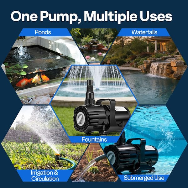 VIVOHOME 700-1800 GPH Adjustable Flow Submersible Pond Pump with