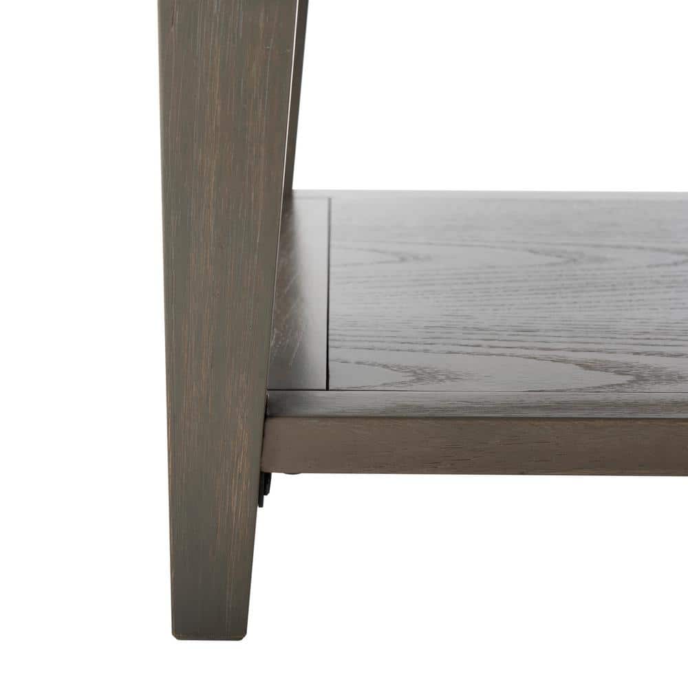 Transitional Ash Grey Rectangular Coffee Table with Storage