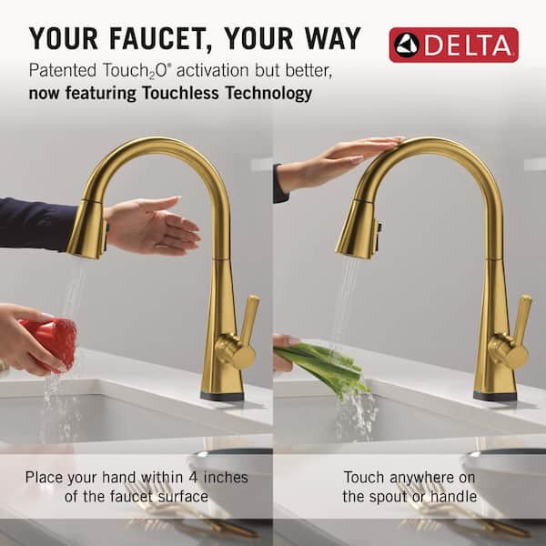 Delta Lenta Touch/Touchless Brushed Gold 16.75 in. H Pull Down