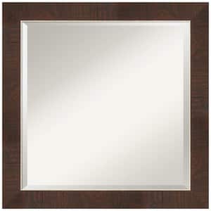 Medium Square Wildwood Brown Beveled Glass Casual Mirror (24 in. H x 24 in. W)