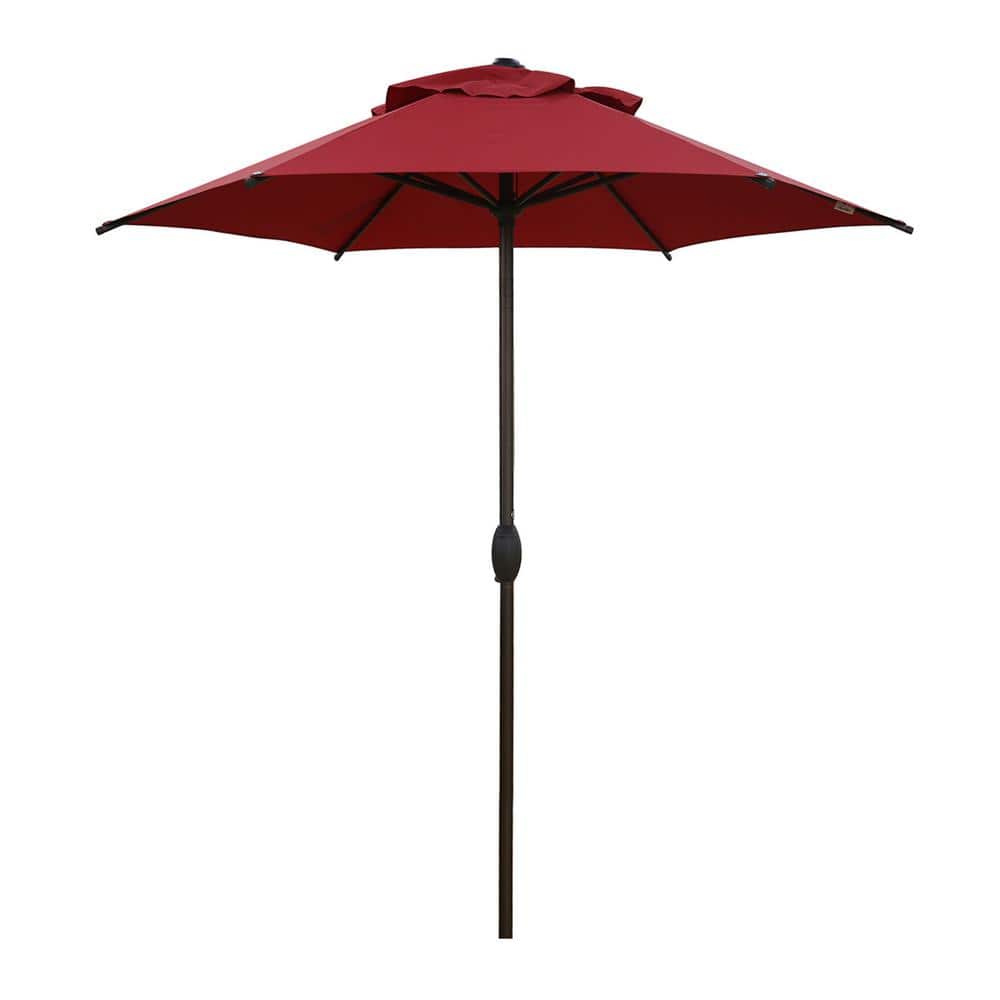 7.5 ft. Round Outdoor Market with Push Button Tilt and Crank Lift Patio Umb