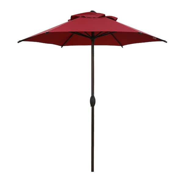 Abba Patio 7.5 ft. Round Outdoor Market with Push Button Tilt and Crank Lift Patio Umbrella in Red