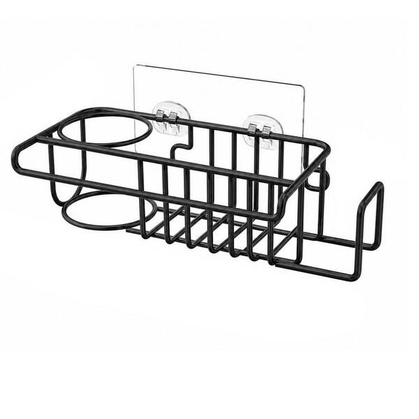 Black Stainless Steel Sponge Holder for Kitchen Sink, Rust Resistant, Slip Resistant, Multi-Mount