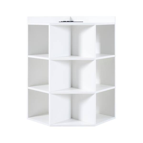 HOMESTOCK Corner Cube Storage Cabinet for Small Space with USB Ports ...