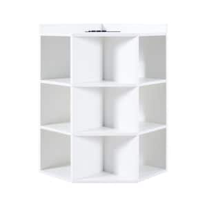 Corner Cube Storage Cabinet for Small Space with USB Ports and Outlets in White