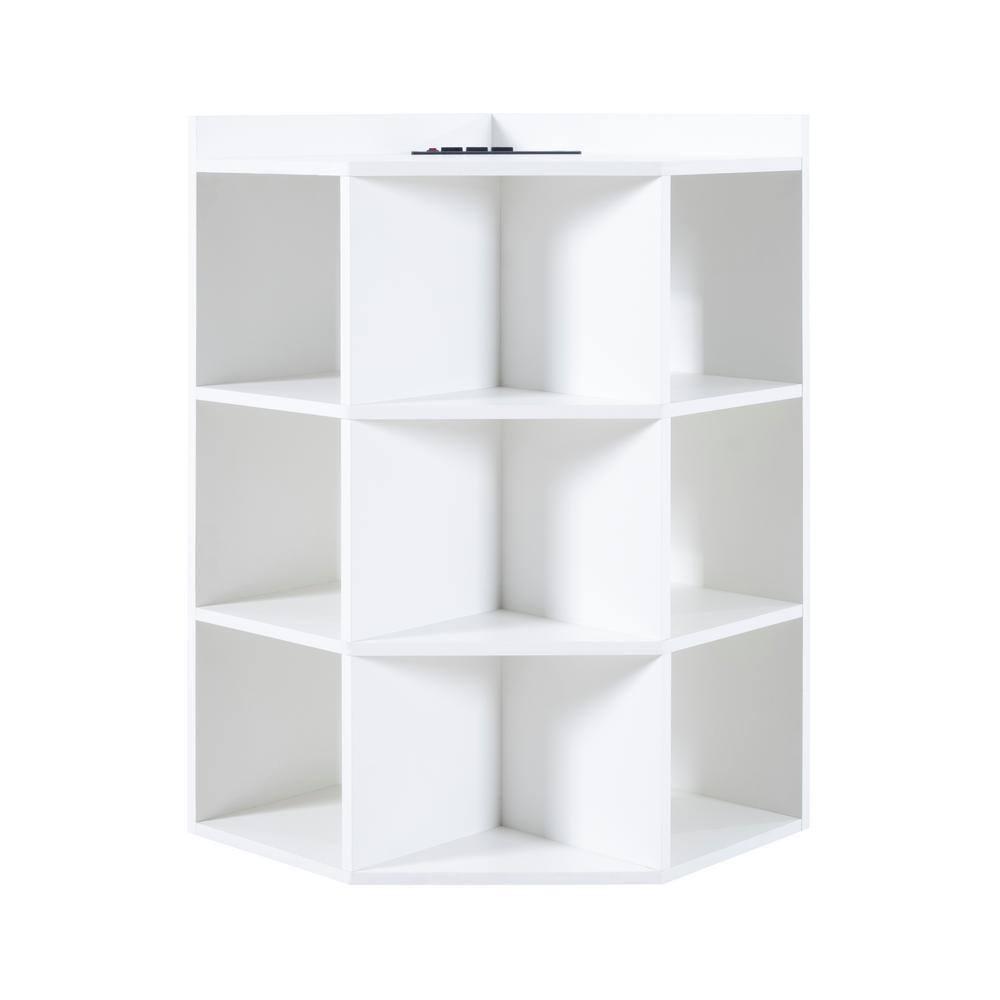MAYKOOSH Corner Cube Storage for Small Space with USB Ports and Outlets in White 66990MK
