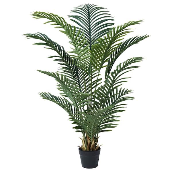 DR.Planzen 4 ft.Fake Palm Tree with UV Resistant, Potted Faux Areca Palm Plant for Indoor Outdoor, Plant for Home Living Room Decor